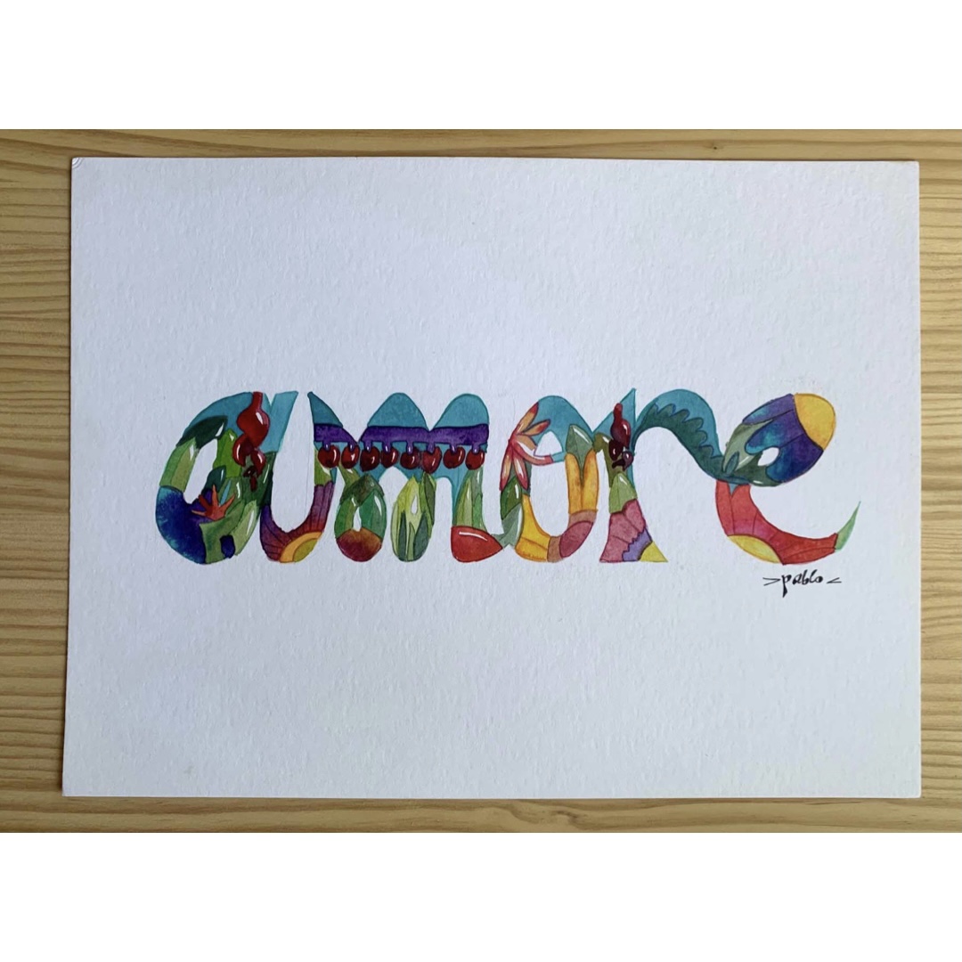 Original illustration amore watercolor