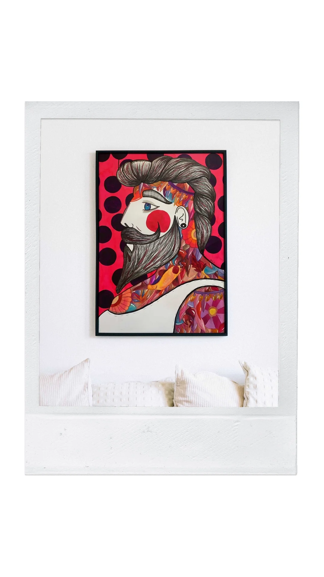Ilustración original hipster rosa acuarela