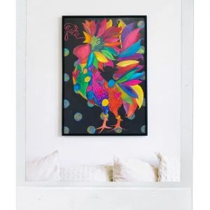 Ilustración original gallo acuarela grita