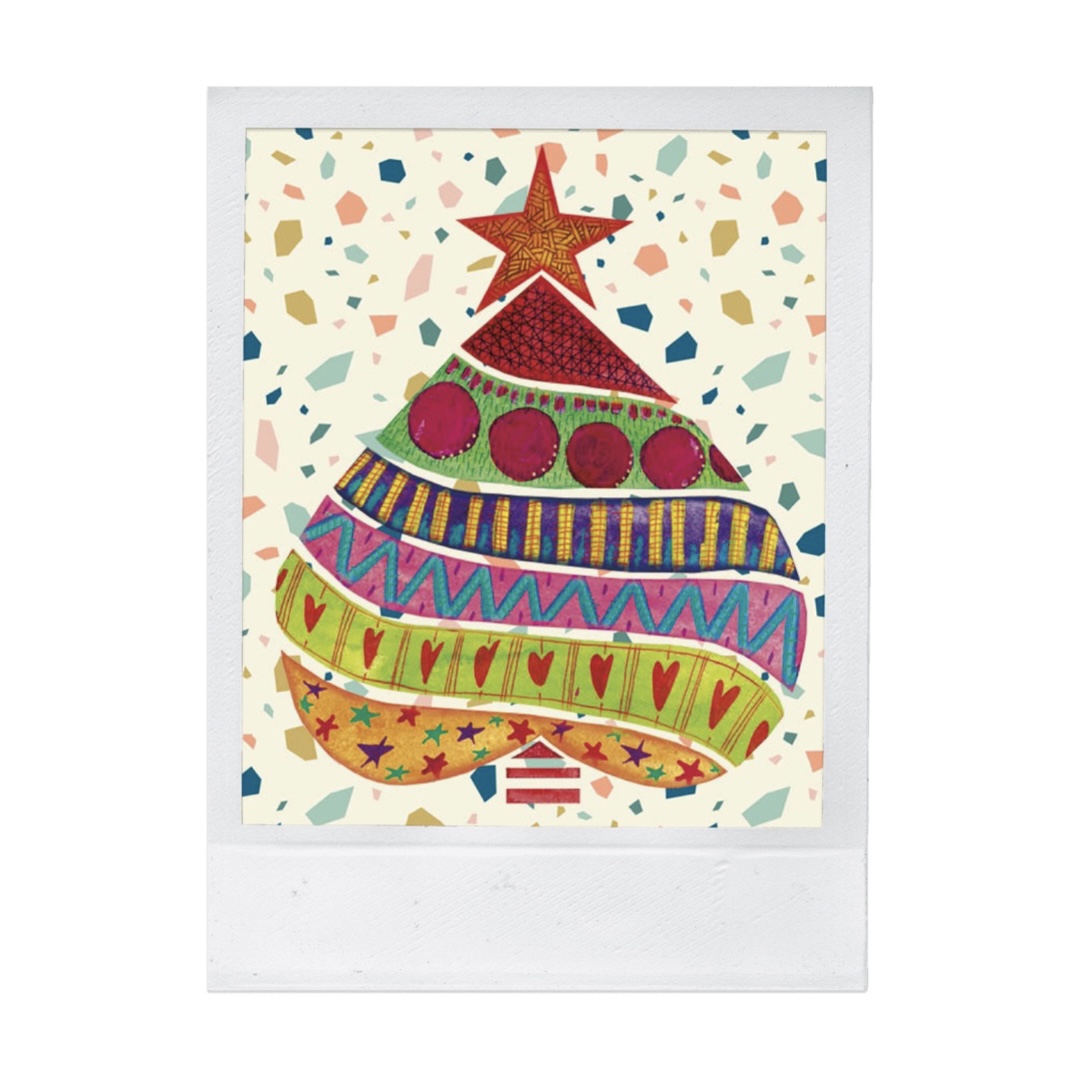 Tarjeta ilustración corazón de navidad acuarela