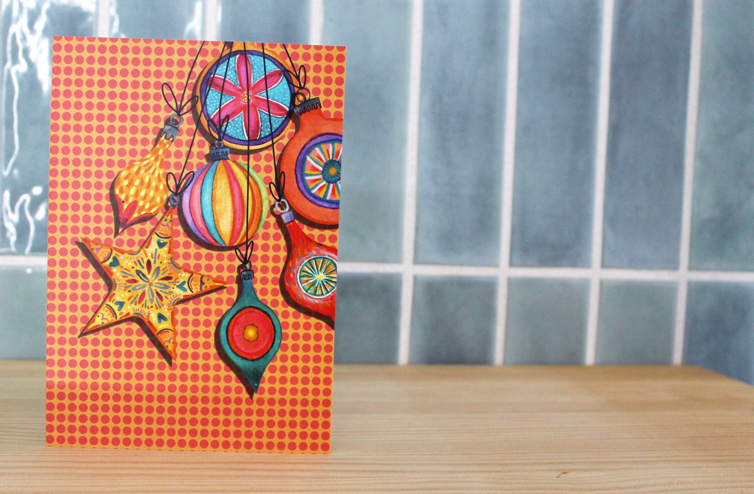 Christmas card Polka dot ornaments 5.9. - Image 2