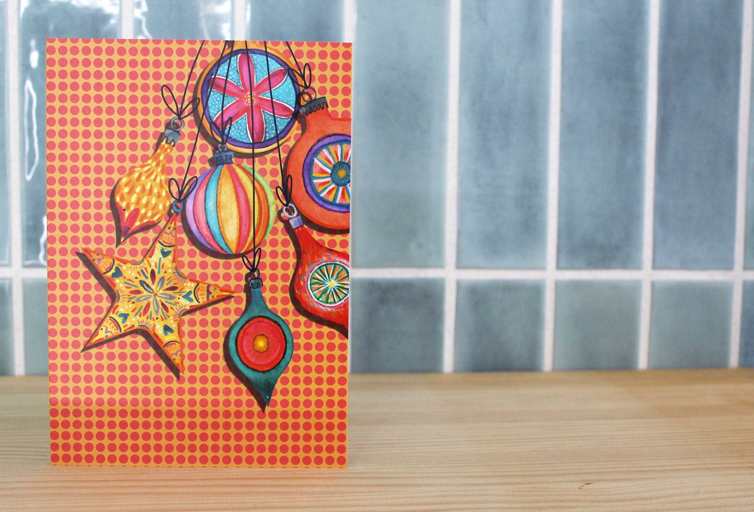 Christmas card Polka dot ornaments 5.9. - Image 3