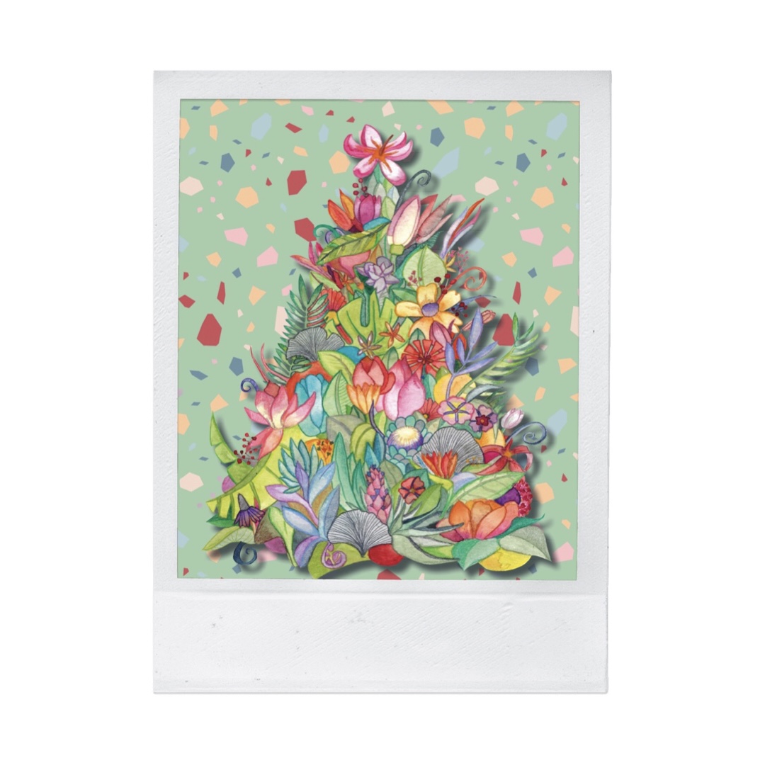 Tarjeta con un diseño propio, pintada a mano y reproducida posteriormente.