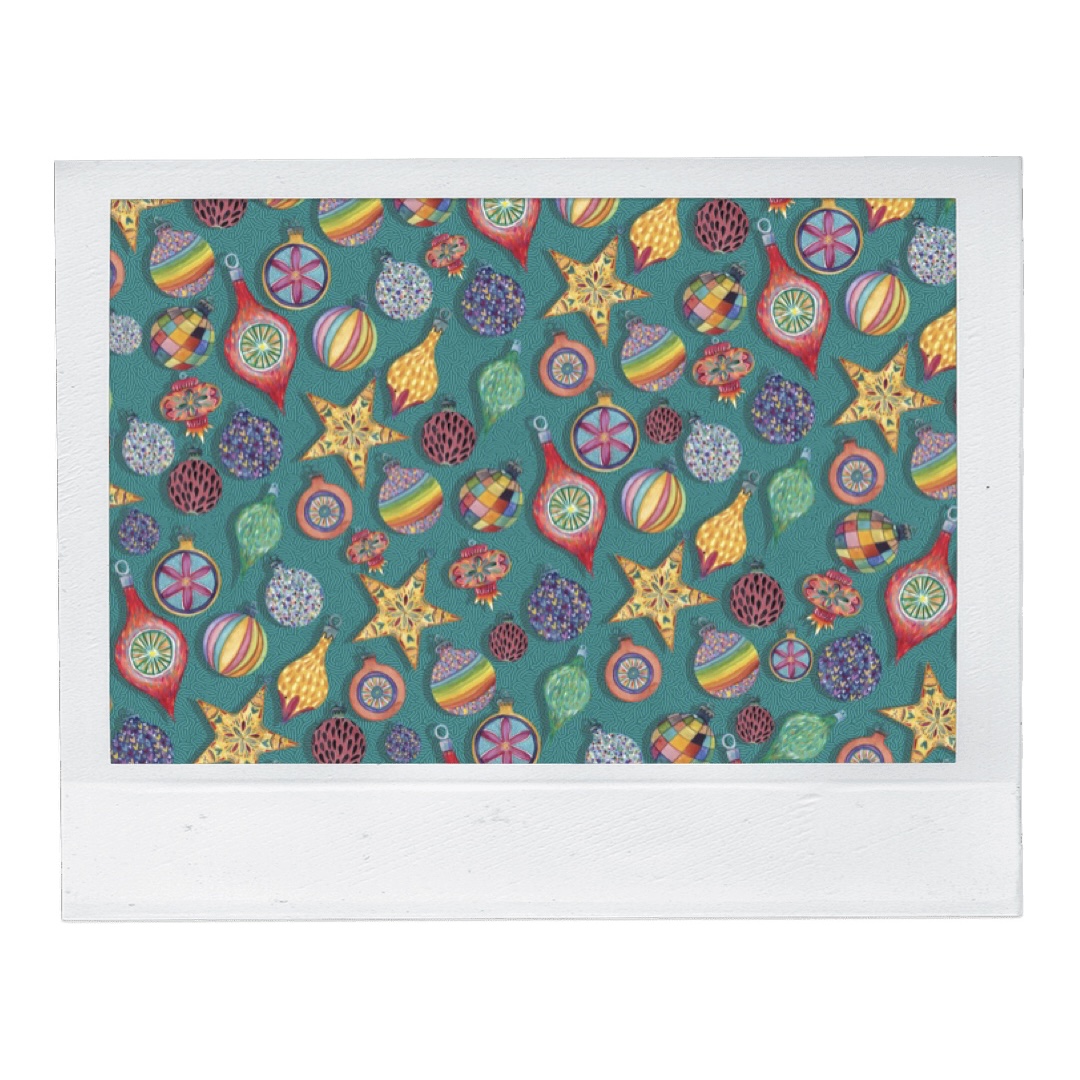 Christmas Card Colorful Ornaments 8.7