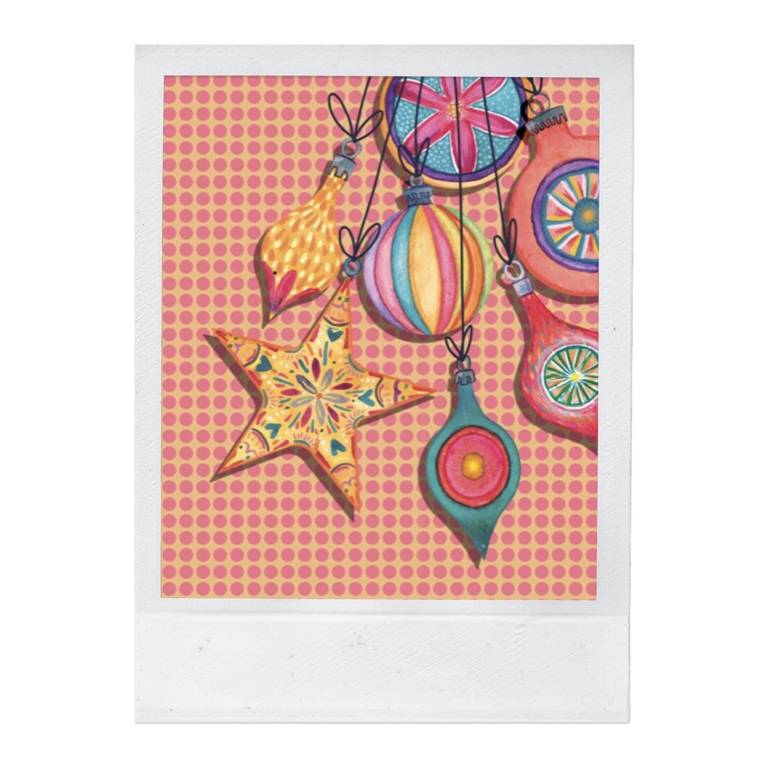 Christmas card Polka dot ornaments 5.9.