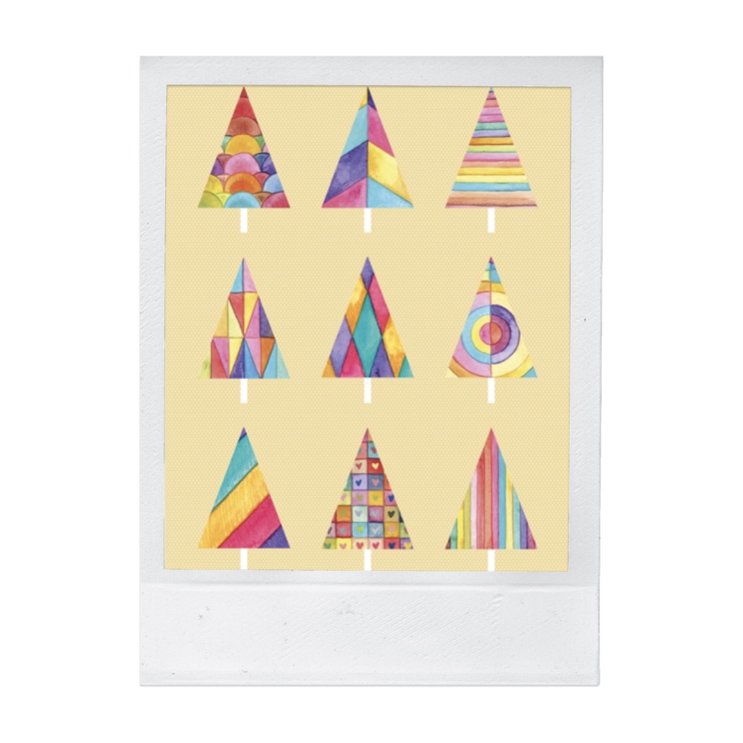 Christmas Card Watercolor Trees 5.6