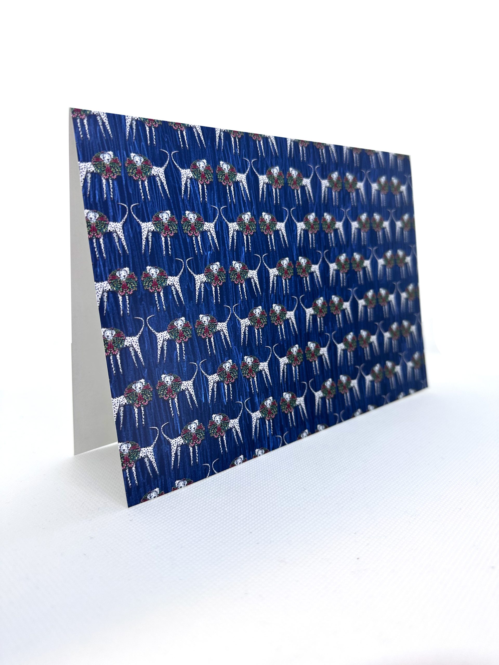 tarjeta perros dálmatas corona de navidad