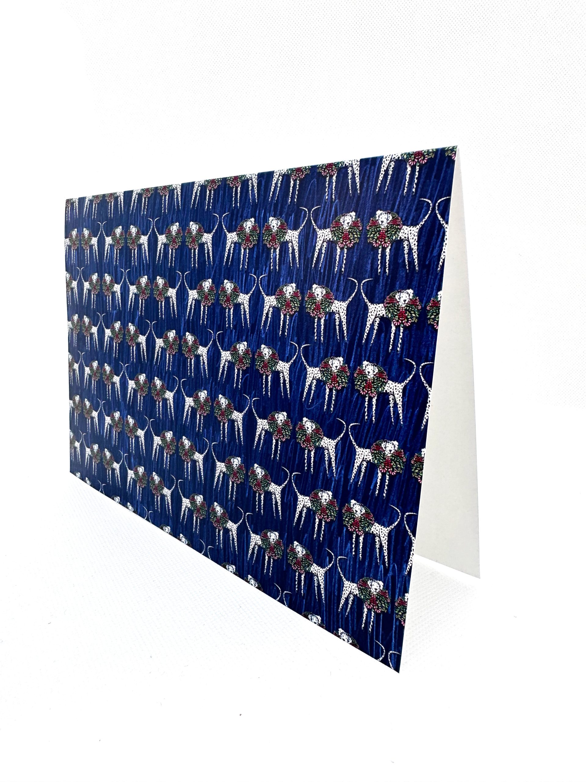 tarjeta perros dálmatas corona de navidad