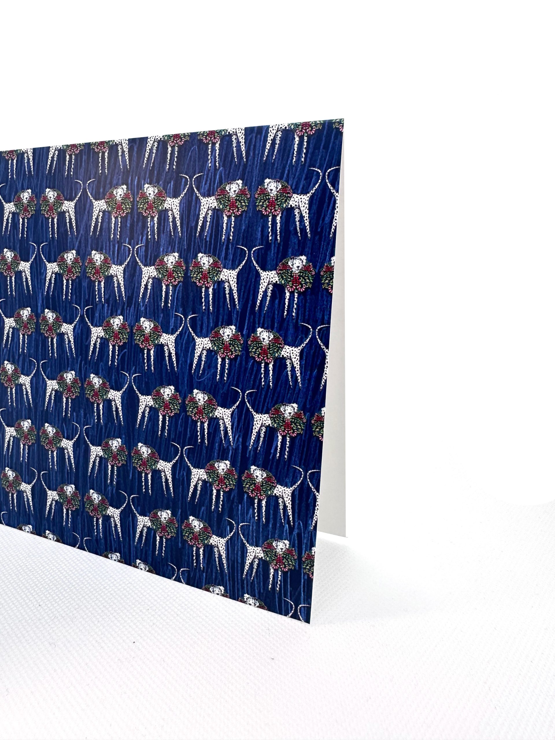 tarjeta perros dálmatas corona de navidad