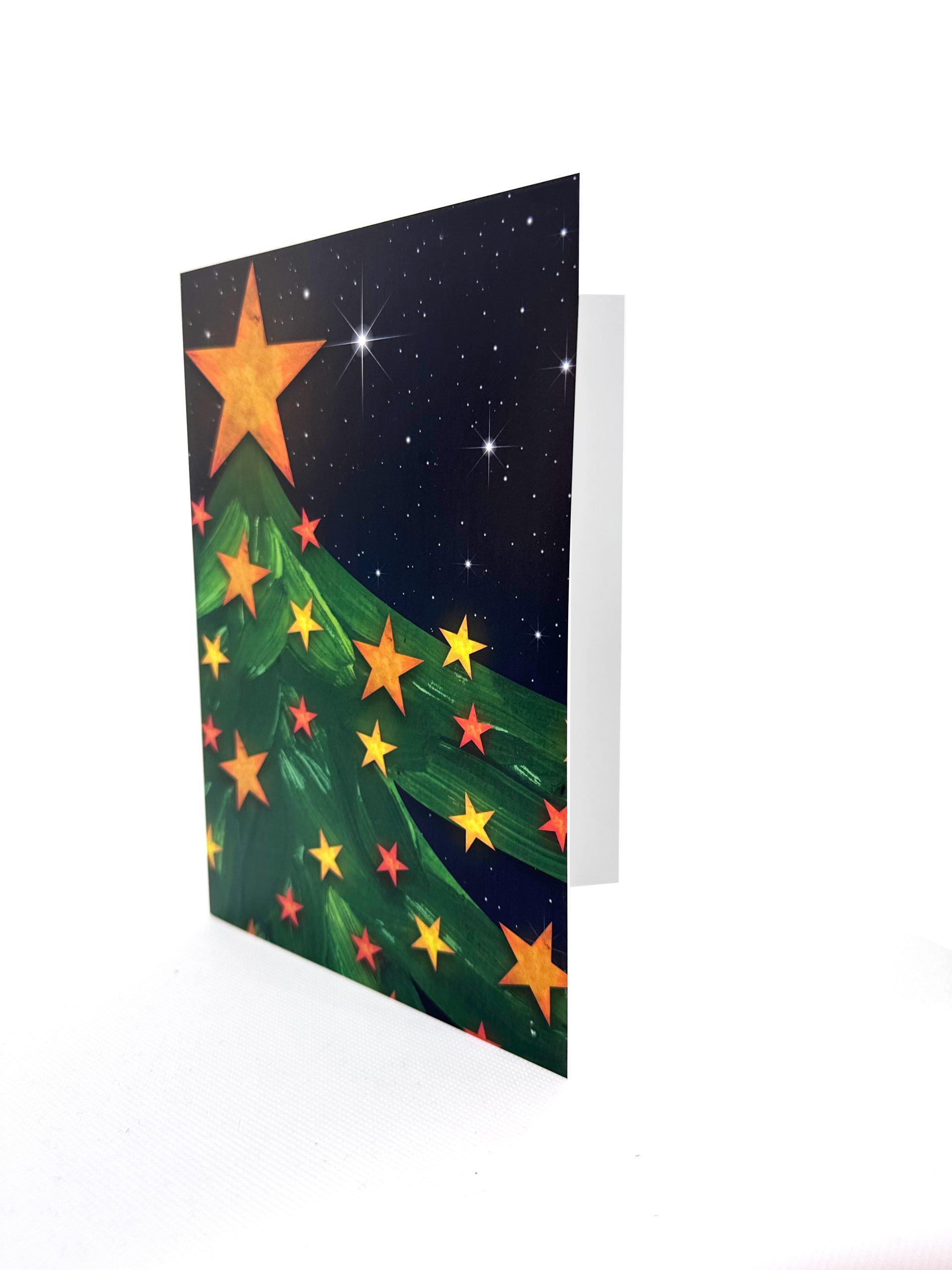 Árbol de navidad estrellas fondo de noche