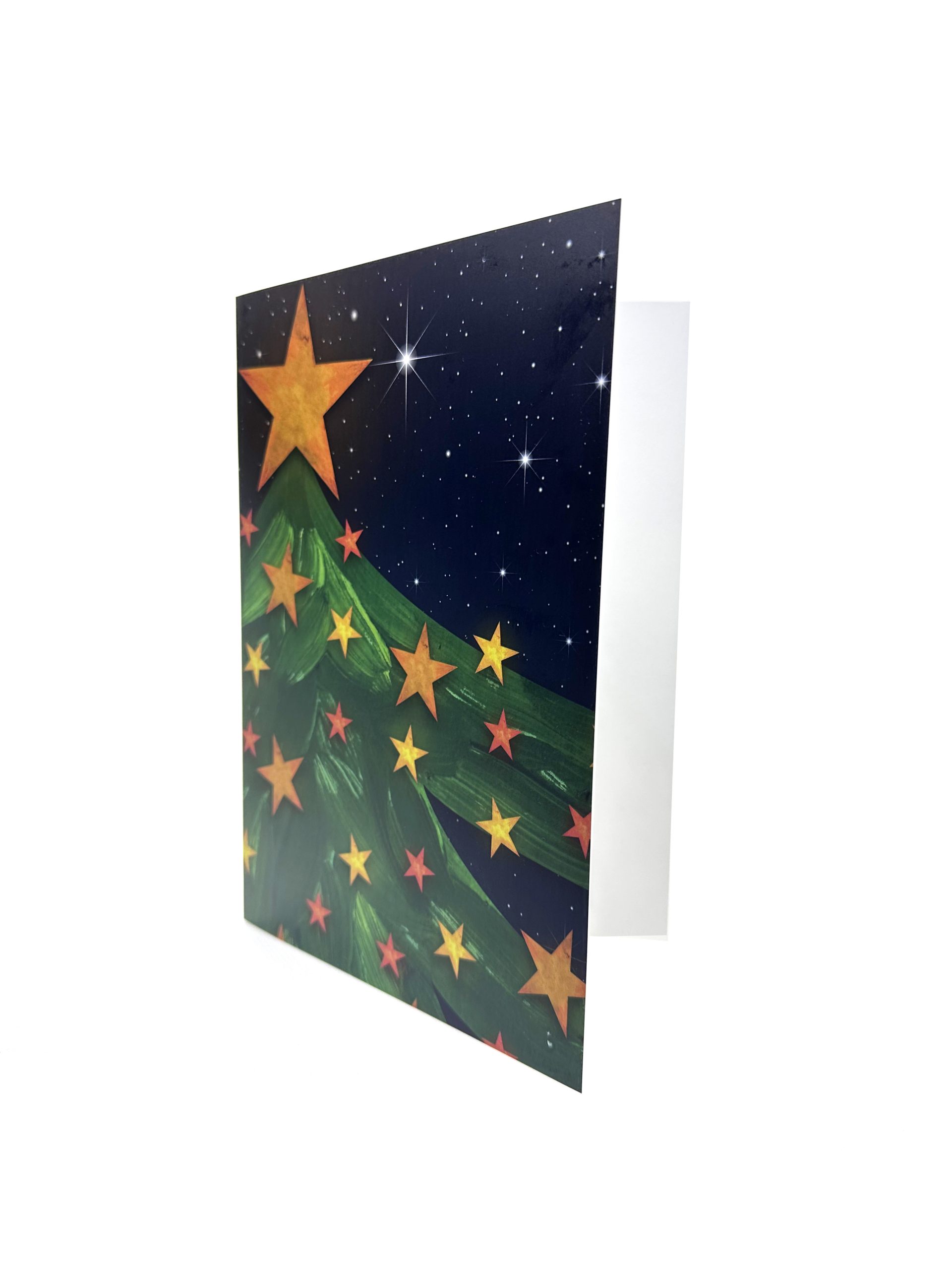 Árbol de navidad estrellas fondo de noche