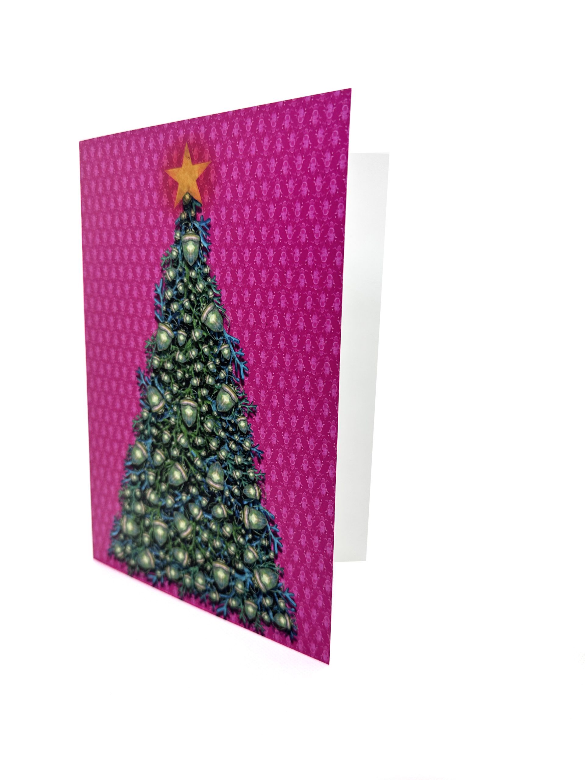 arbol de navidad con insectos rosas